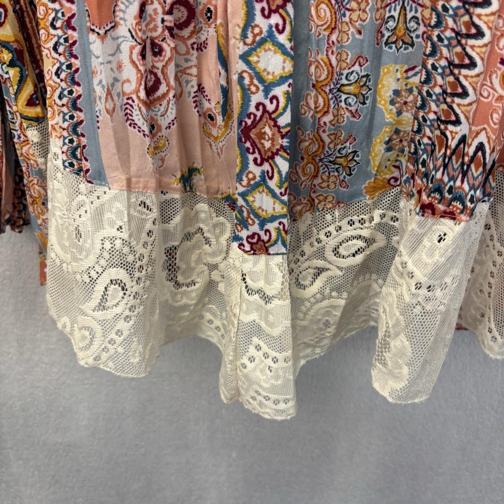 Melissa Paige Boho Tunic Blouse Top Womens Medium M Feminine Paisley Lace Hem - Picture 8 of 10
